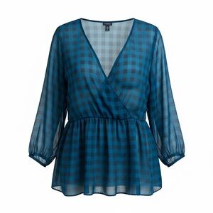 Torrid Hunter Green Plaid Peplum Blouse